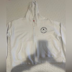 White zip-up hoodie